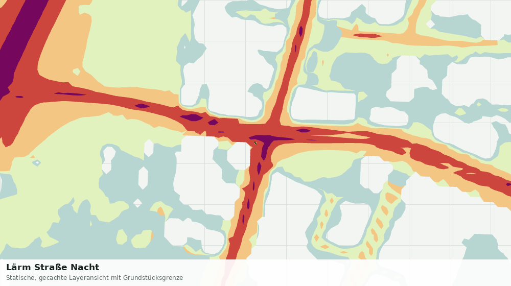 Statische Kartenansicht: Lärm Straße Nacht