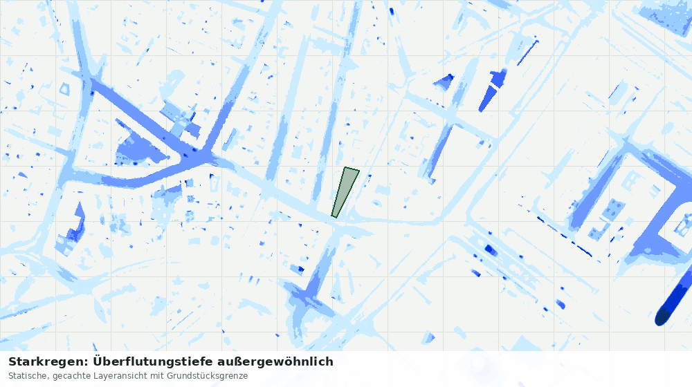 Statische Kartenansicht: Starkregen: Überflutungstiefe außergewöhnlich