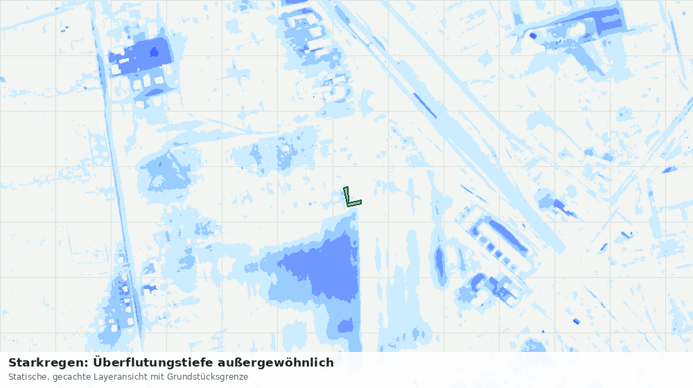 Statische Kartenansicht: Starkregen: Überflutungstiefe außergewöhnlich
