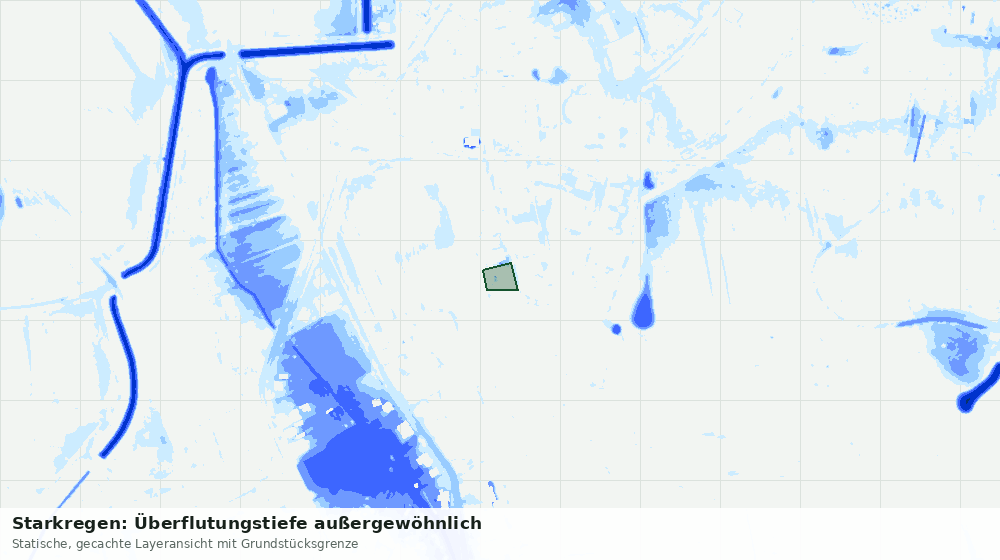 Statische Kartenansicht: Starkregen: Überflutungstiefe außergewöhnlich