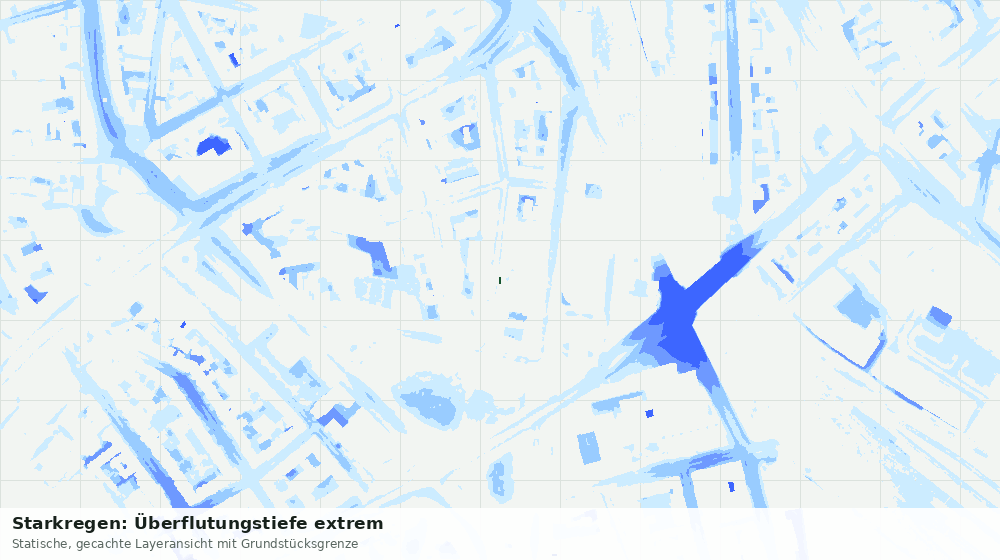 Statische Kartenansicht: Starkregen: Überflutungstiefe extrem