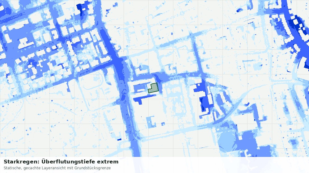 Statische Kartenansicht: Starkregen: Überflutungstiefe extrem