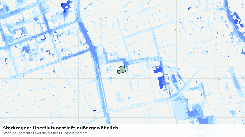 Statische Kartenansicht: Starkregen: Überflutungstiefe außergewöhnlich