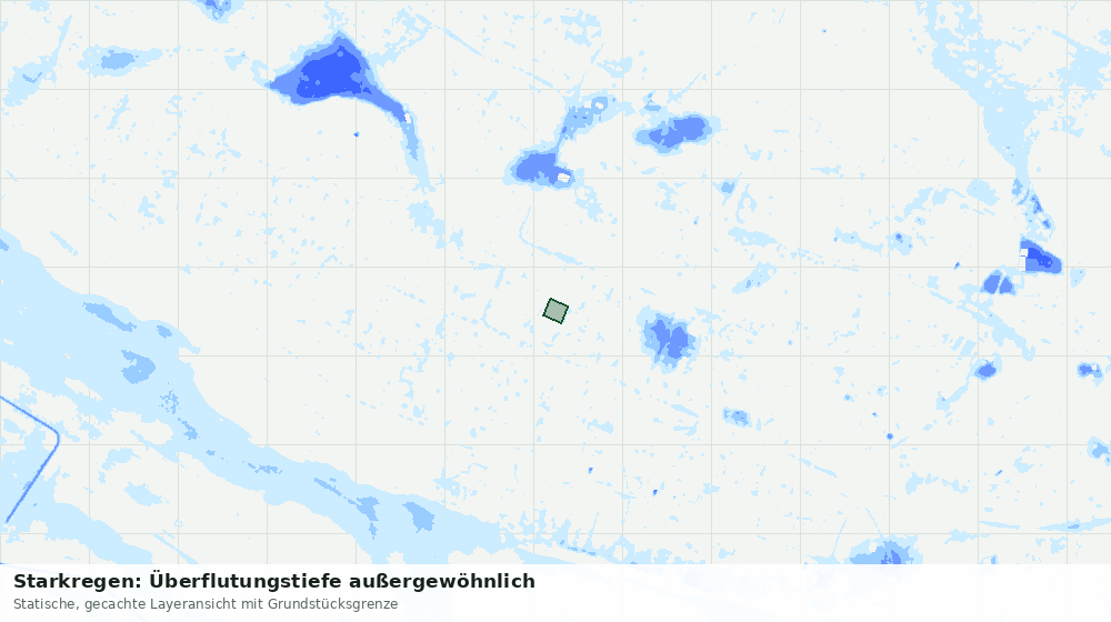 Statische Kartenansicht: Starkregen: Überflutungstiefe außergewöhnlich
