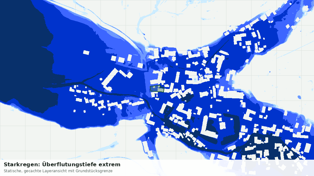 Statische Kartenansicht: Starkregen: Überflutungstiefe extrem