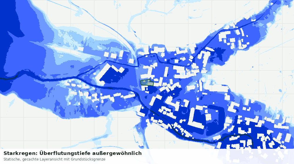 Statische Kartenansicht: Starkregen: Überflutungstiefe außergewöhnlich