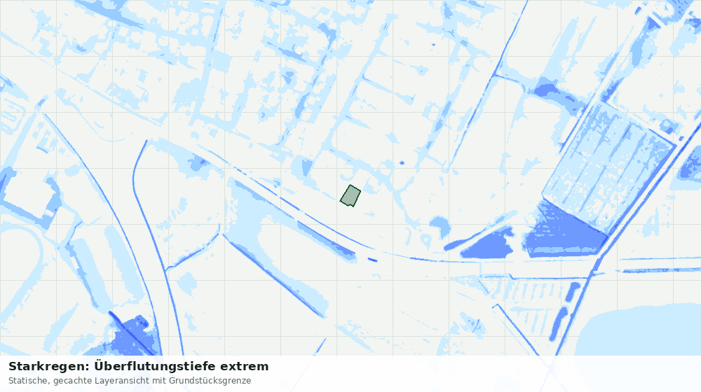 Statische Kartenansicht: Starkregen: Überflutungstiefe extrem