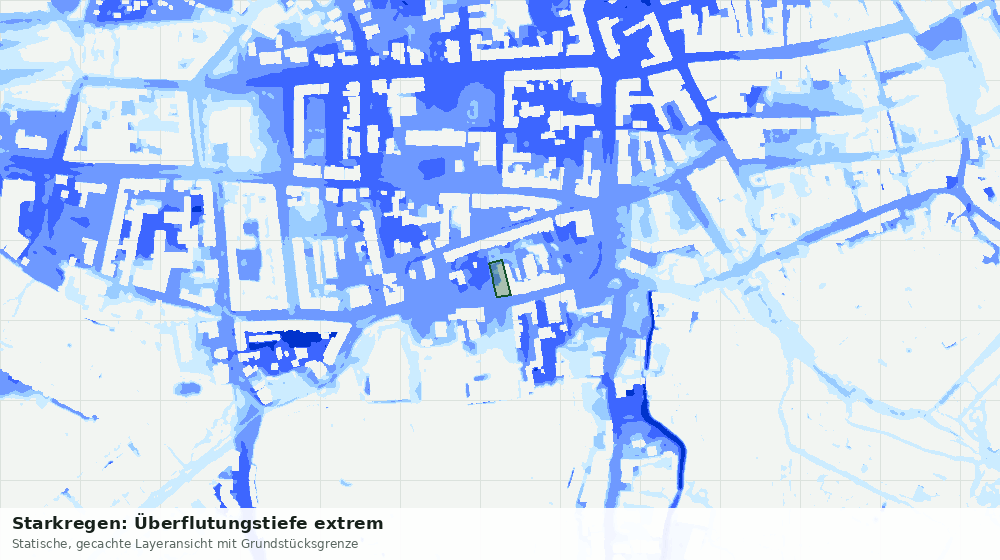 Statische Kartenansicht: Starkregen: Überflutungstiefe extrem