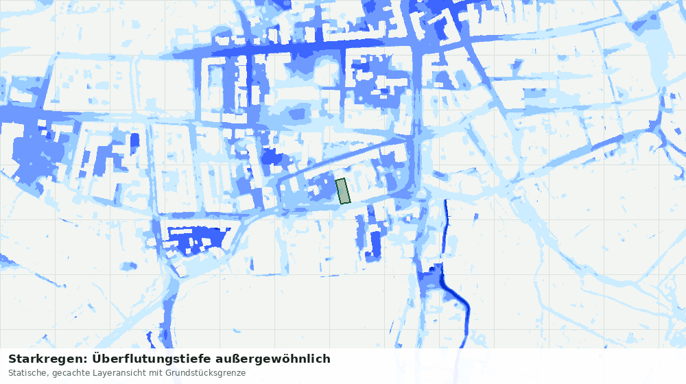 Statische Kartenansicht: Starkregen: Überflutungstiefe außergewöhnlich