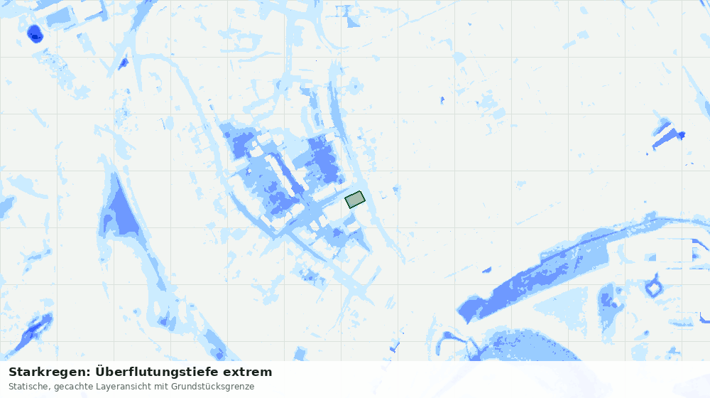 Statische Kartenansicht: Starkregen: Überflutungstiefe extrem