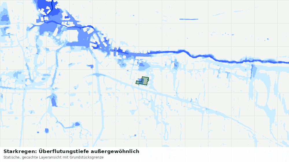 Statische Kartenansicht: Starkregen: Überflutungstiefe außergewöhnlich