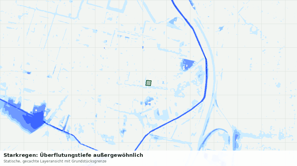 Statische Kartenansicht: Starkregen: Überflutungstiefe außergewöhnlich