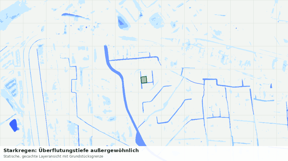 Statische Kartenansicht: Starkregen: Überflutungstiefe außergewöhnlich