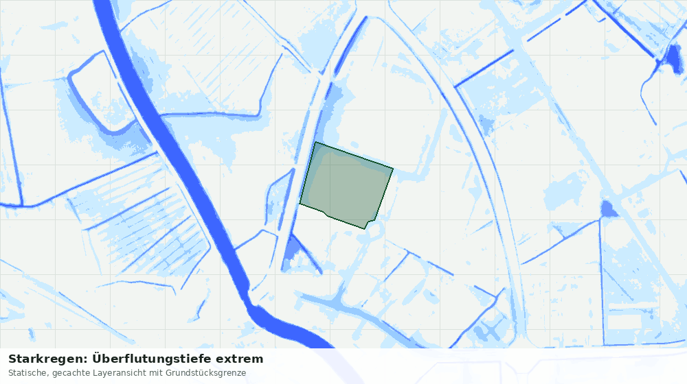 Statische Kartenansicht: Starkregen: Überflutungstiefe extrem