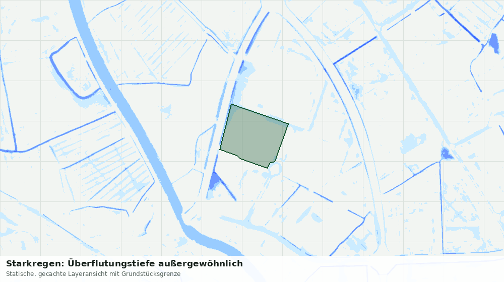 Statische Kartenansicht: Starkregen: Überflutungstiefe außergewöhnlich
