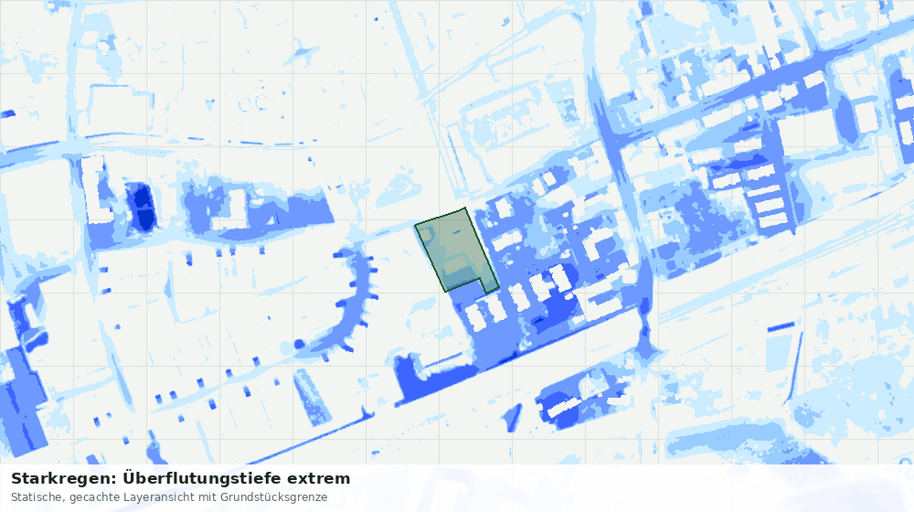 Statische Kartenansicht: Starkregen: Überflutungstiefe extrem