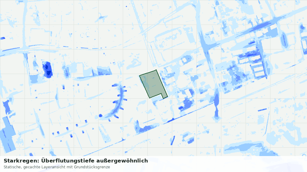 Statische Kartenansicht: Starkregen: Überflutungstiefe außergewöhnlich