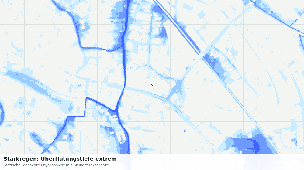 Statische Kartenansicht: Starkregen: Überflutungstiefe extrem