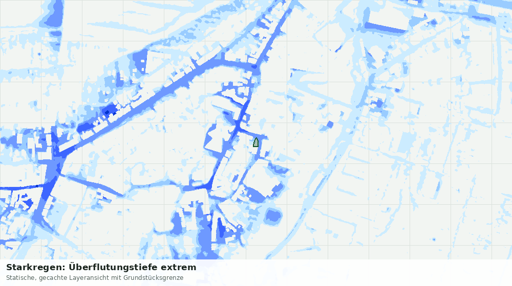Statische Kartenansicht: Starkregen: Überflutungstiefe extrem