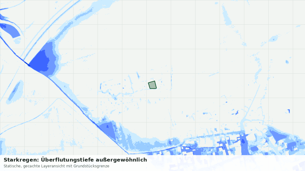 Statische Kartenansicht: Starkregen: Überflutungstiefe außergewöhnlich