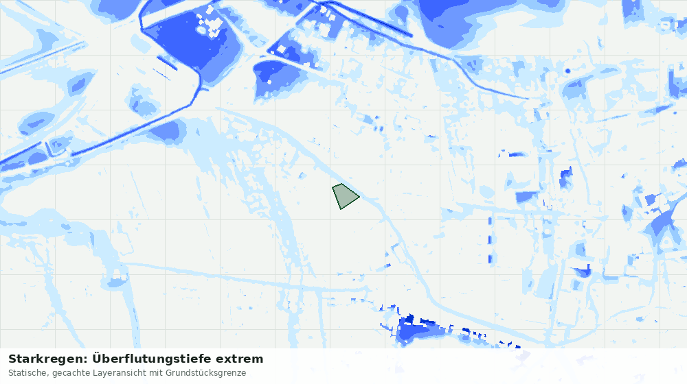 Statische Kartenansicht: Starkregen: Überflutungstiefe extrem