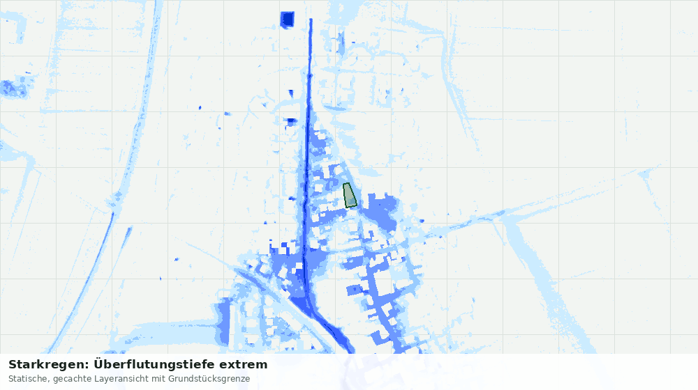 Statische Kartenansicht: Starkregen: Überflutungstiefe extrem