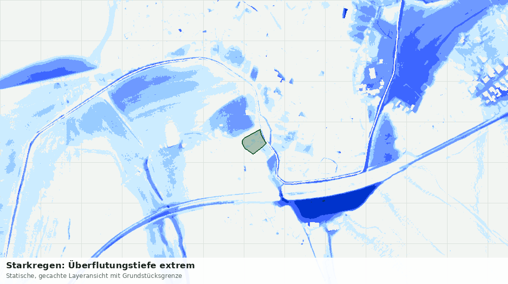 Statische Kartenansicht: Starkregen: Überflutungstiefe extrem