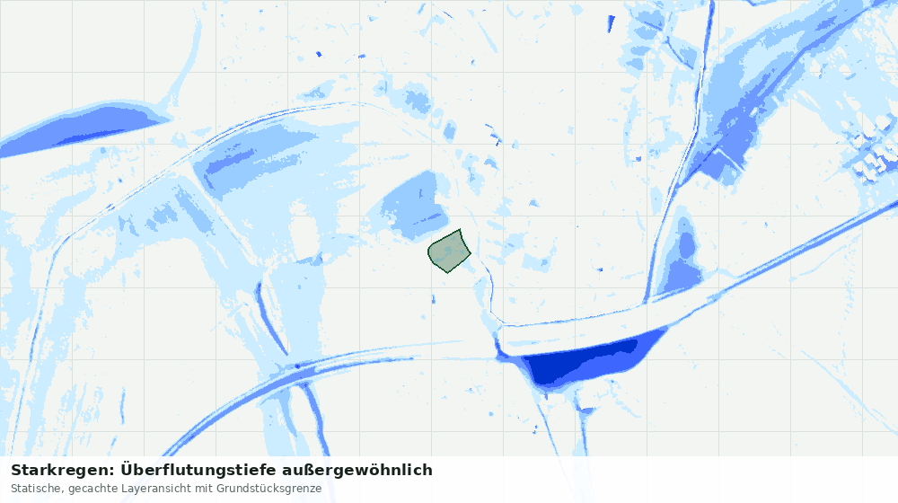 Statische Kartenansicht: Starkregen: Überflutungstiefe außergewöhnlich