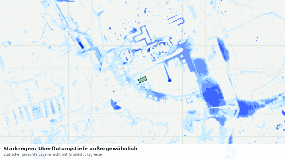 Statische Kartenansicht: Starkregen: Überflutungstiefe außergewöhnlich