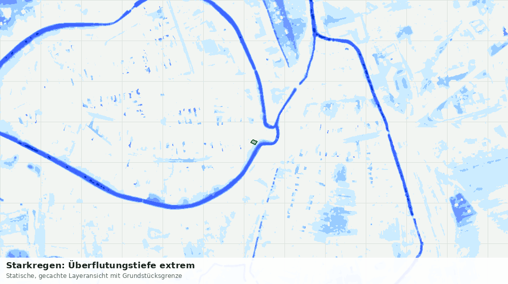 Statische Kartenansicht: Starkregen: Überflutungstiefe extrem