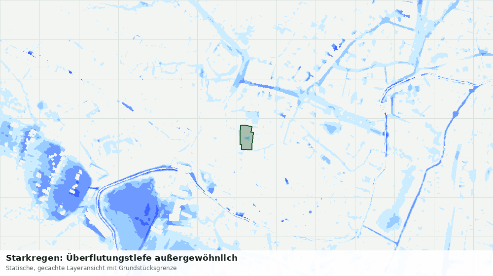 Statische Kartenansicht: Starkregen: Überflutungstiefe außergewöhnlich