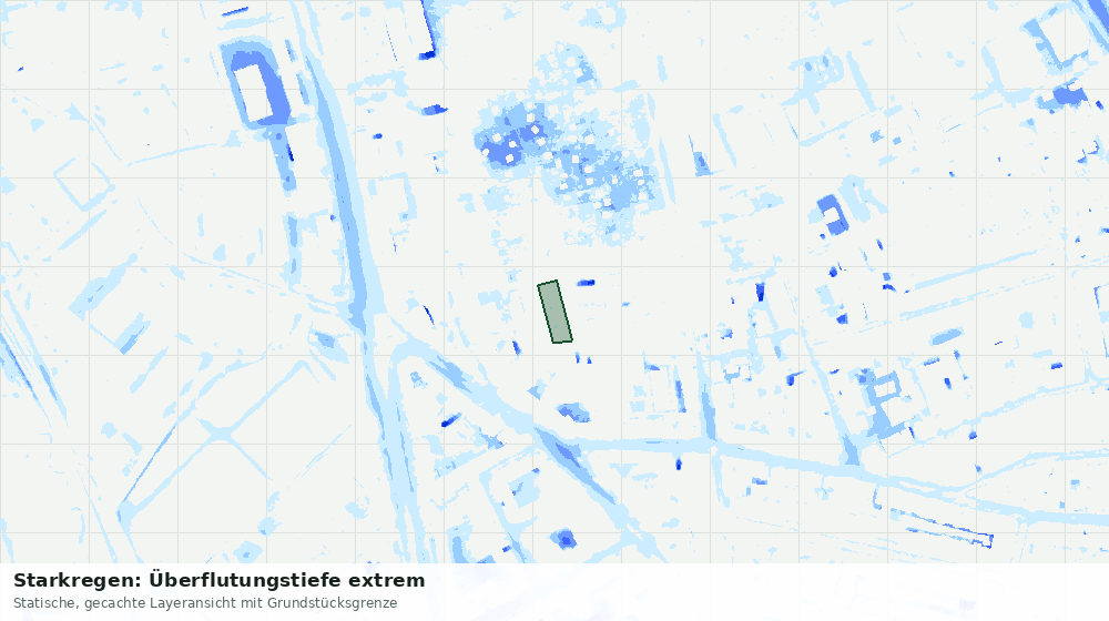 Statische Kartenansicht: Starkregen: Überflutungstiefe extrem