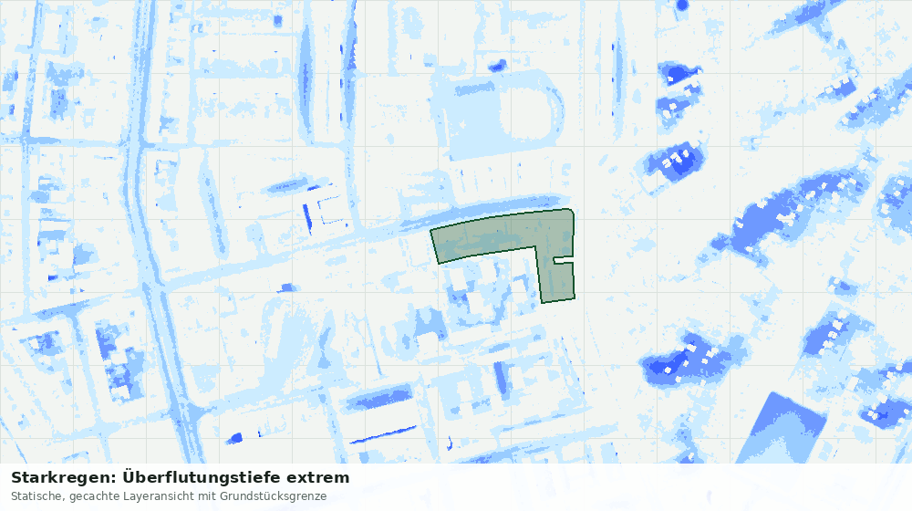 Statische Kartenansicht: Starkregen: Überflutungstiefe extrem