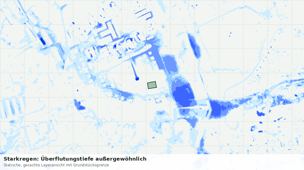 Statische Kartenansicht: Starkregen: Überflutungstiefe außergewöhnlich