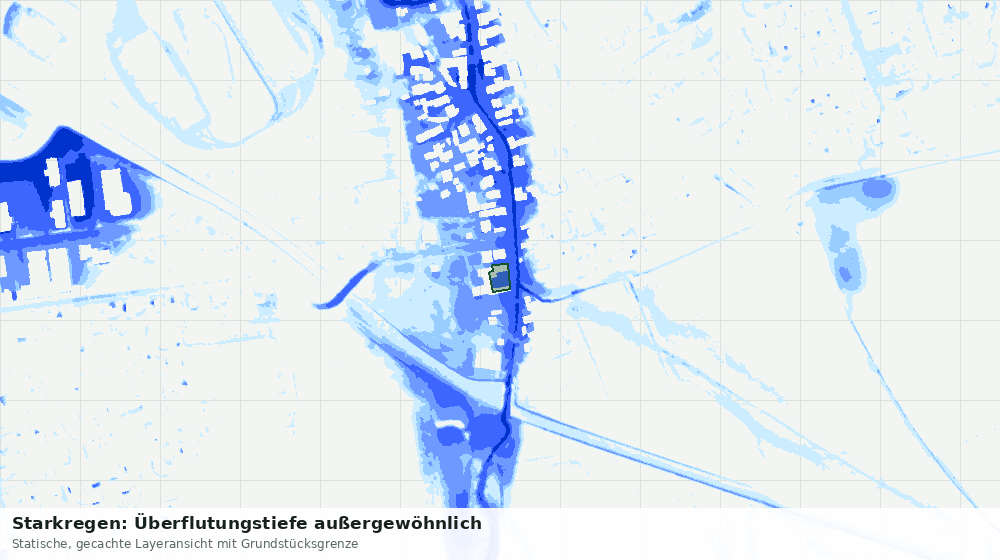 Statische Kartenansicht: Starkregen: Überflutungstiefe außergewöhnlich