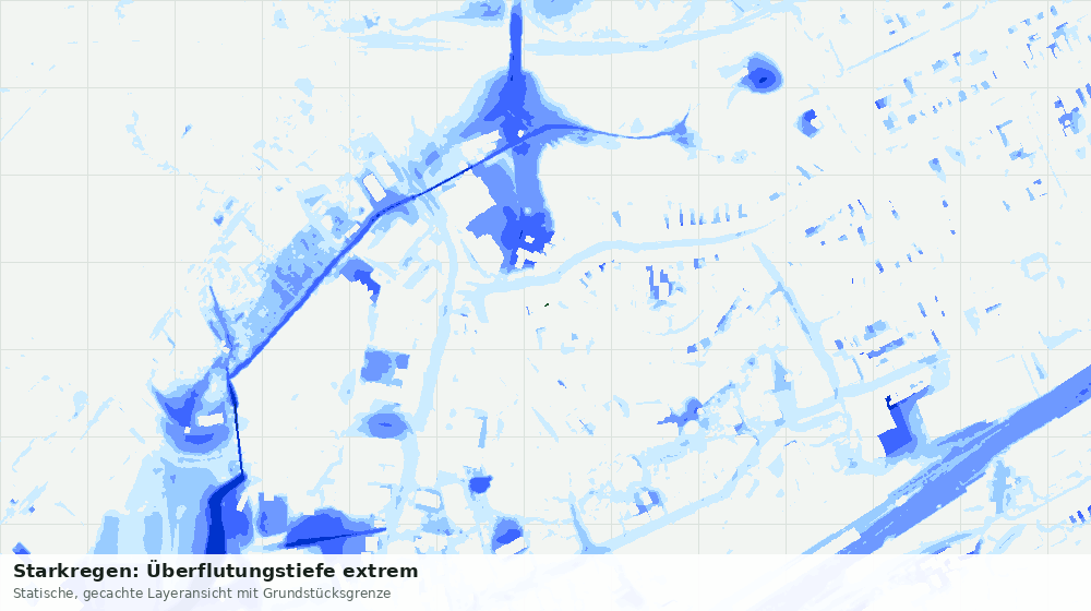 Statische Kartenansicht: Starkregen: Überflutungstiefe extrem