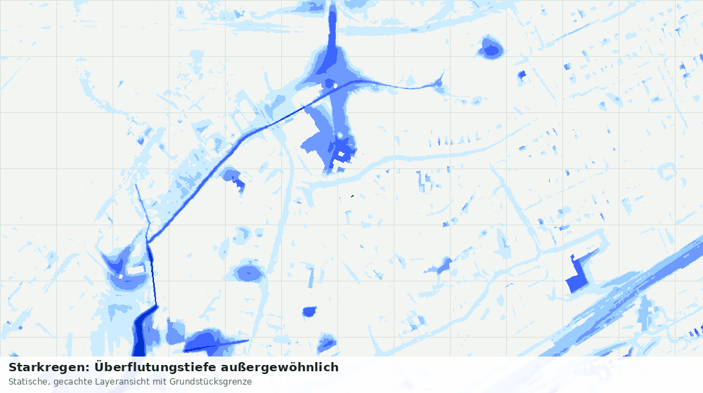 Statische Kartenansicht: Starkregen: Überflutungstiefe außergewöhnlich