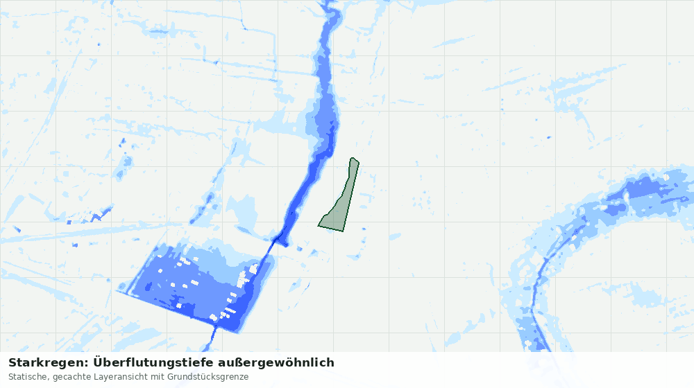 Statische Kartenansicht: Starkregen: Überflutungstiefe außergewöhnlich