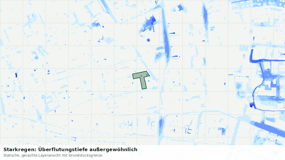 Statische Kartenansicht: Starkregen: Überflutungstiefe außergewöhnlich