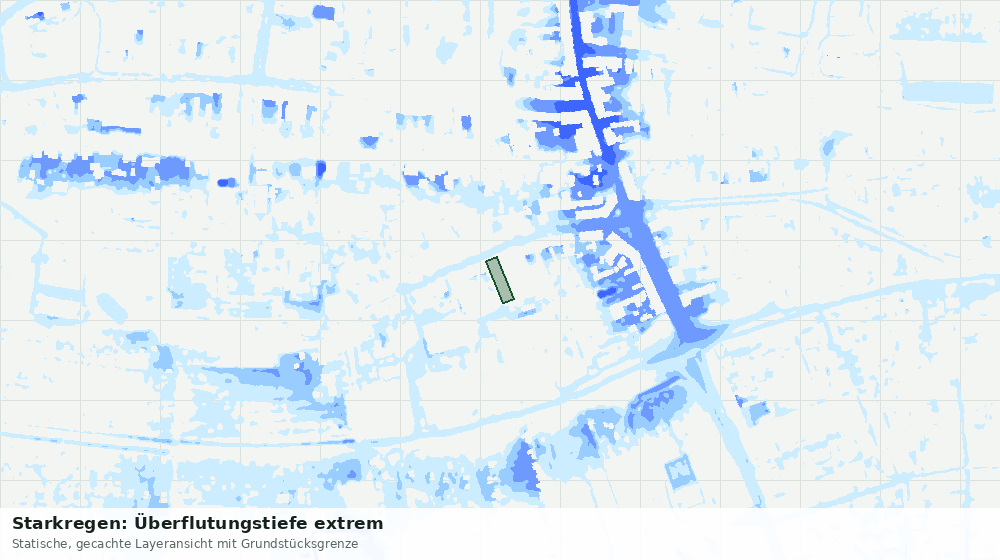 Statische Kartenansicht: Starkregen: Überflutungstiefe extrem