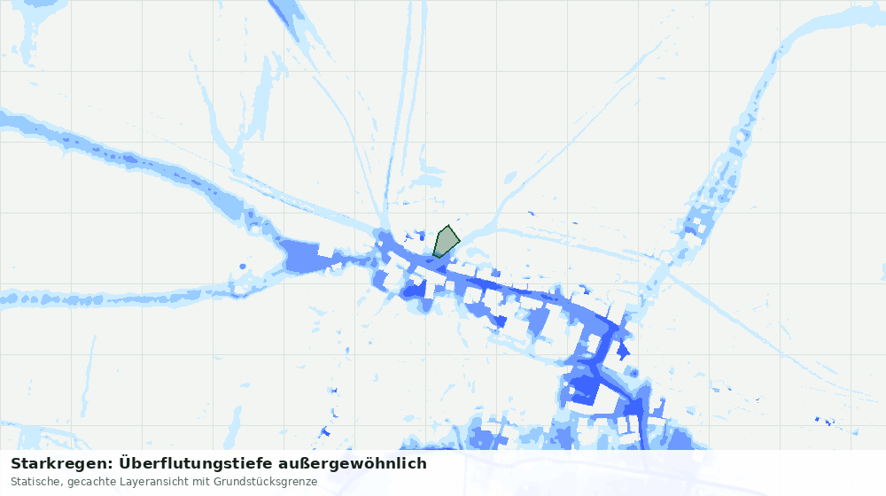 Statische Kartenansicht: Starkregen: Überflutungstiefe außergewöhnlich