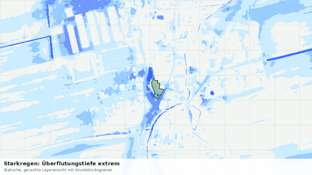 Statische Kartenansicht: Starkregen: Überflutungstiefe extrem