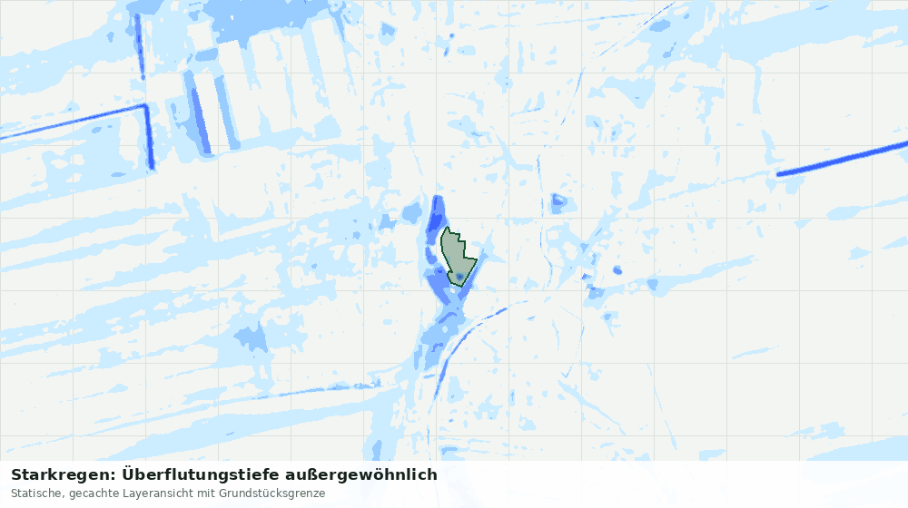 Statische Kartenansicht: Starkregen: Überflutungstiefe außergewöhnlich