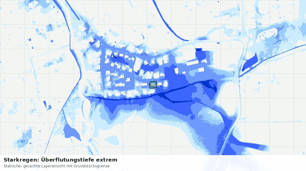 Statische Kartenansicht: Starkregen: Überflutungstiefe extrem