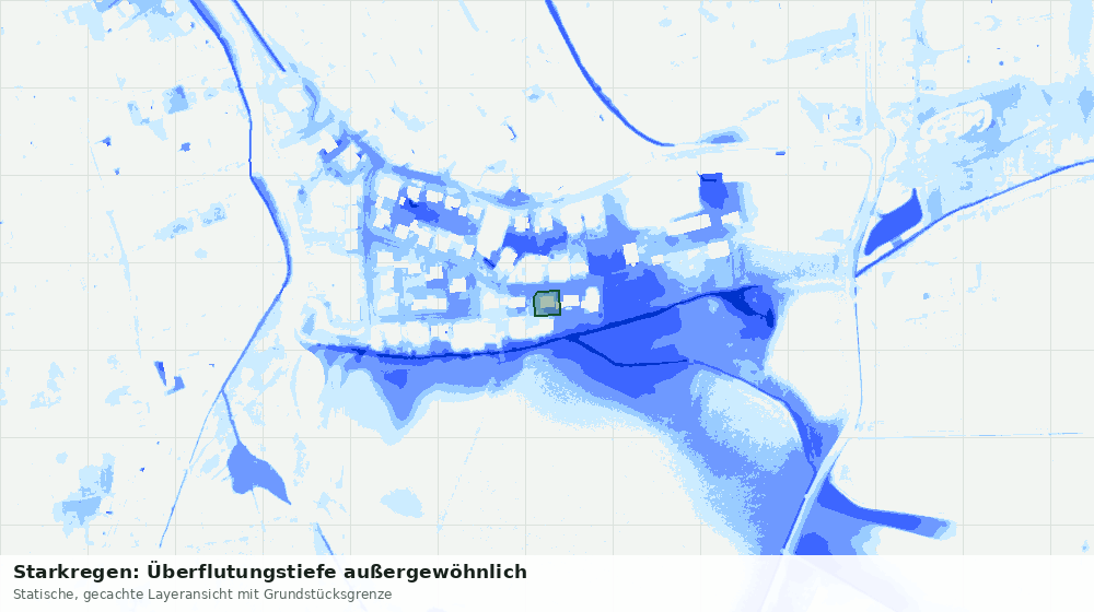 Statische Kartenansicht: Starkregen: Überflutungstiefe außergewöhnlich
