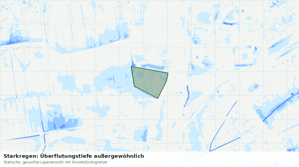 Statische Kartenansicht: Starkregen: Überflutungstiefe außergewöhnlich