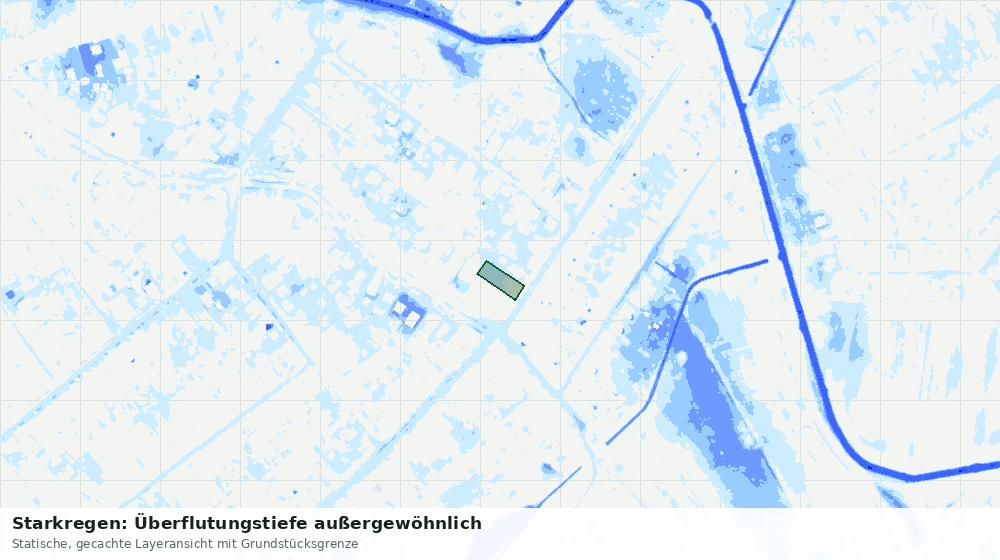 Statische Kartenansicht: Starkregen: Überflutungstiefe außergewöhnlich