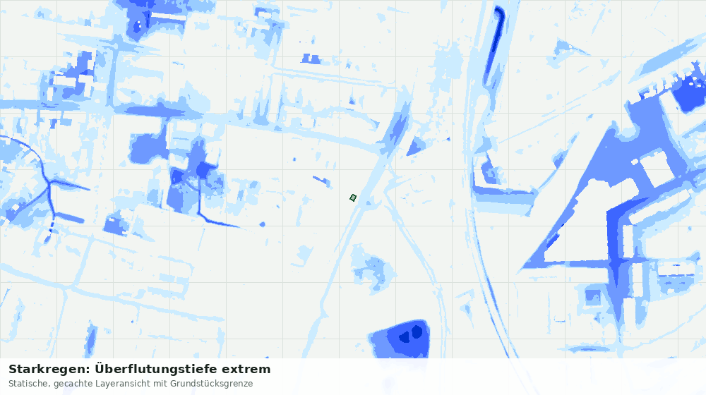 Statische Kartenansicht: Starkregen: Überflutungstiefe extrem