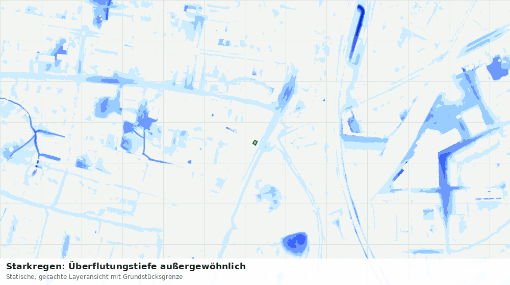 Statische Kartenansicht: Starkregen: Überflutungstiefe außergewöhnlich
