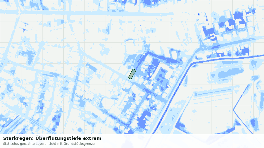 Statische Kartenansicht: Starkregen: Überflutungstiefe extrem